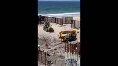 Illegal Immigrants Cross Tijuana⧸San Diego Beach Border Wall During Repairs