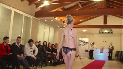 Hot Catwalk skinny girl in sexy lingerie show