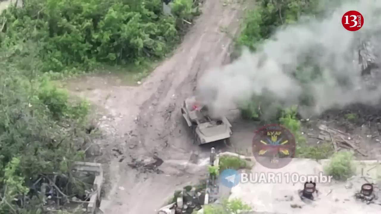 Projectile fired from a drone sets Russian armored vehicles with ammunition inside in fire