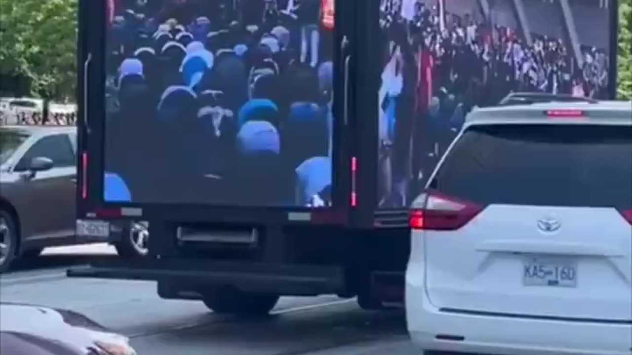 An advertising truck in Canada. “Is this Yemen? Is this Syria? Is this Iraq? This is