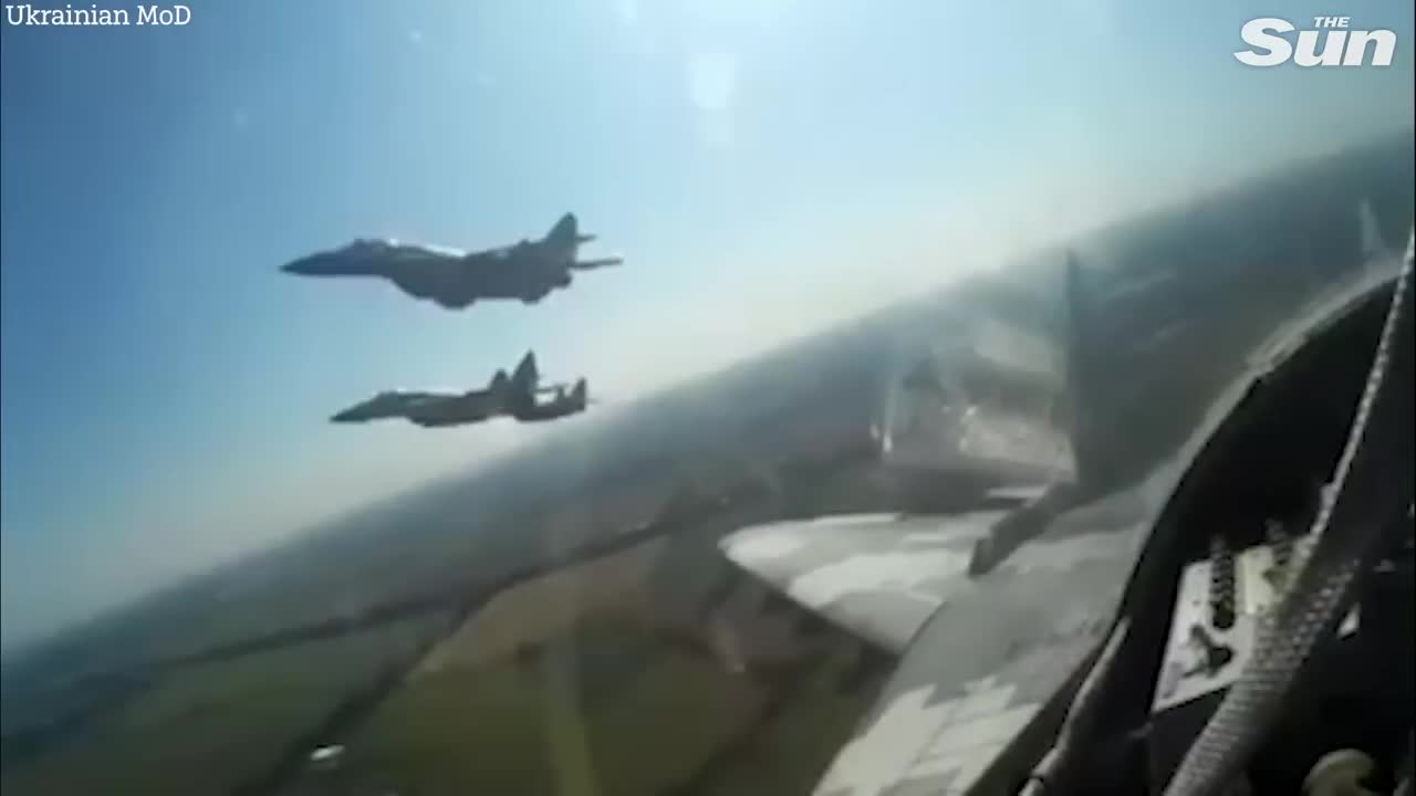 Ukrainian fighter jets fire missiles at Russian targets during combat mission