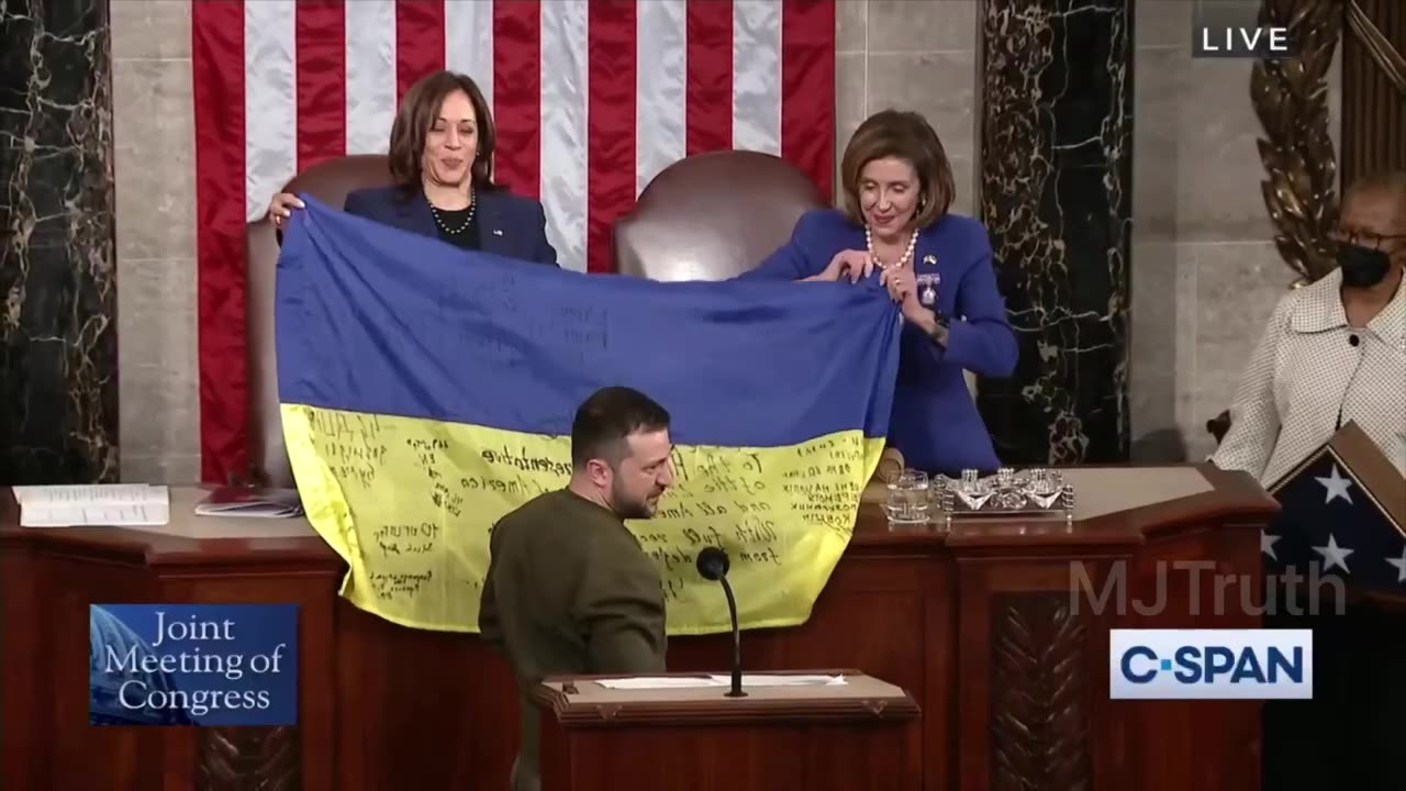 Volodymyr Zelensky Hung his Flag in US Congress - December 21, 2022