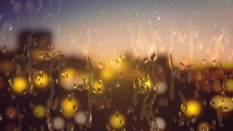 Water Droplets Sliding Down A Glass Window