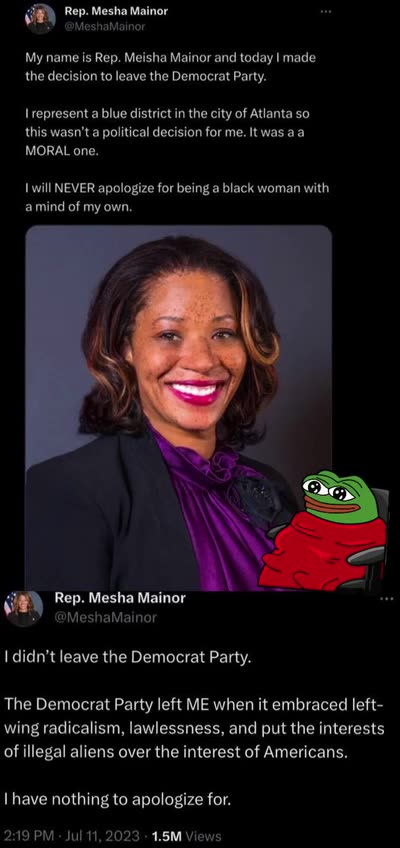 NewsFlash - Georgia Democrat Mesha Mainor - Announces she left the Democratic Party