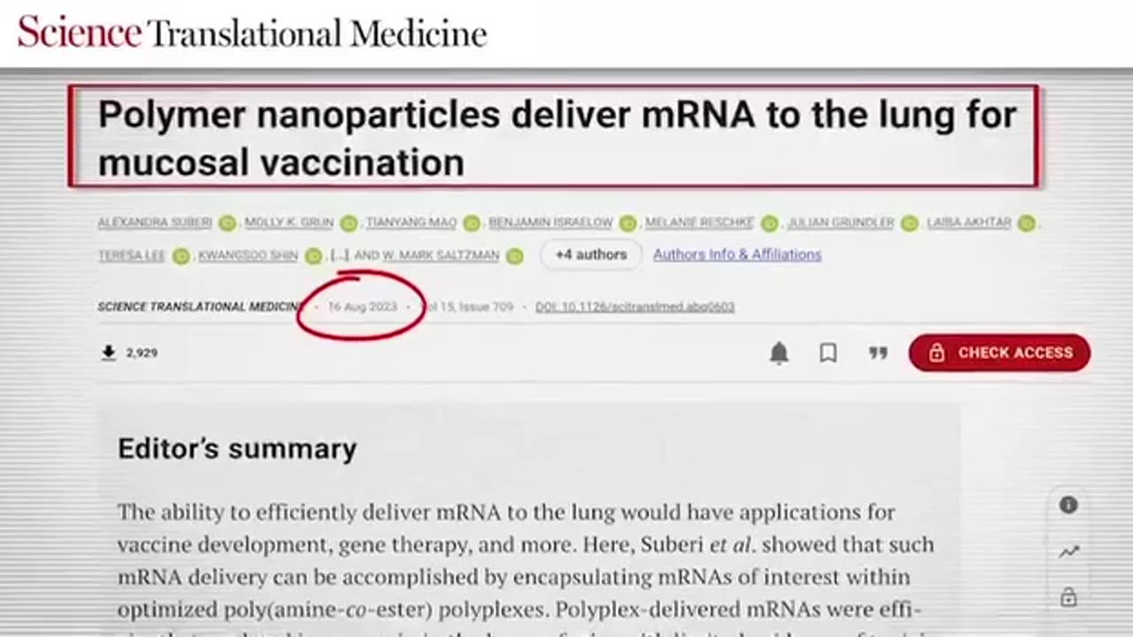 Airborne Method of Delivery for mRNA Vaccines
