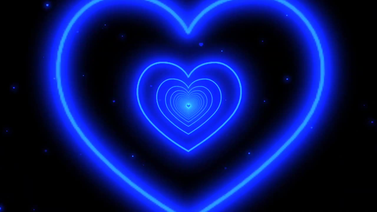 130. Neon Lights Love Heart Tunnel Background💙Blue Heart Background