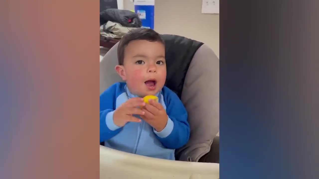 Try Not To Laugh : Baby Eating Fruit For The First Time | Funny baby video-7