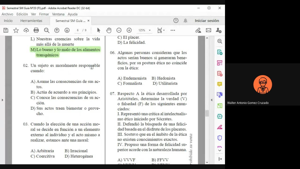 TRILCE SEMESTRAL 2021 | SEMANA 20 | FILOSOFÍA: ÉTICA