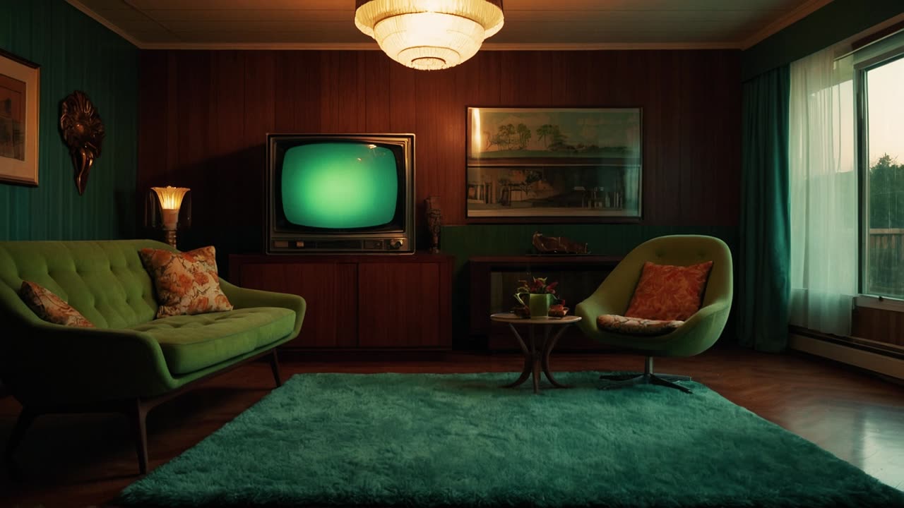 Cozy 1970's Den: Relaxing Rain & Thunder: 2 Hours Retro Ambience