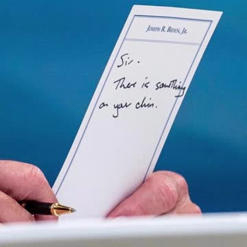 GROSS: Biden Gets Note Saying There's Something on His Face, Then He EATS IT