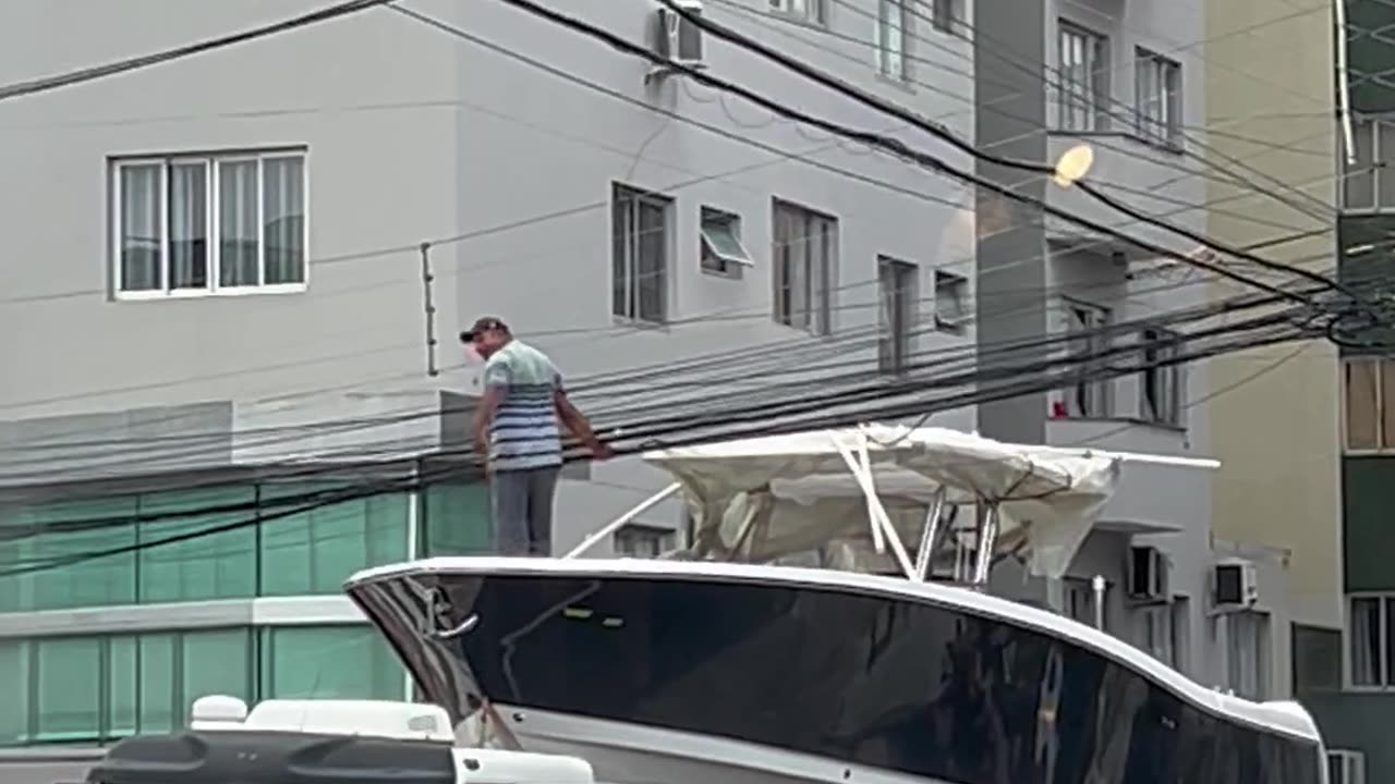 Boat Gets Caught On Power Lines