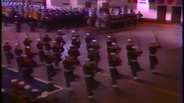 From November 1989, Navy drill team performance @ RTC Great Lakes graduation.