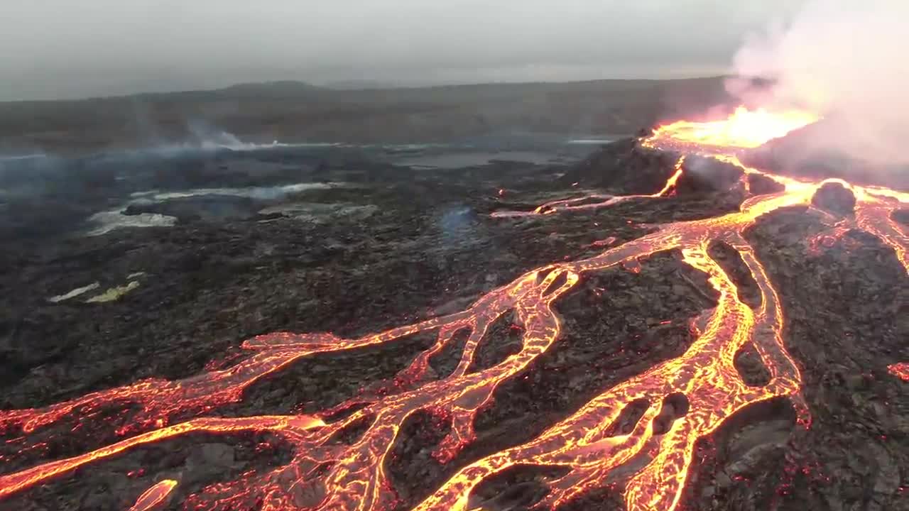 Iceland Geldingadalir Volcano August 14 video with drone