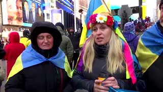 Protesters in Times Square call for peace in Ukraine