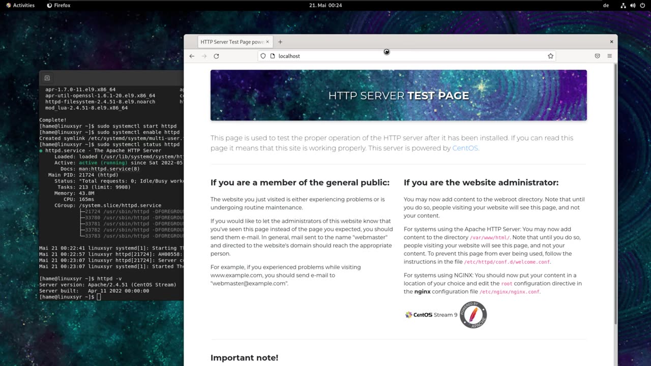 Install Apache HTTP Server on CentOS 9 Stream