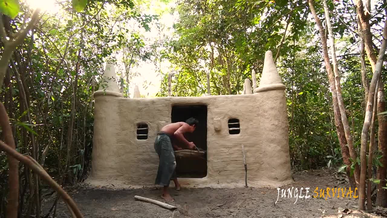 Building Cob House Castle using Primitive skills