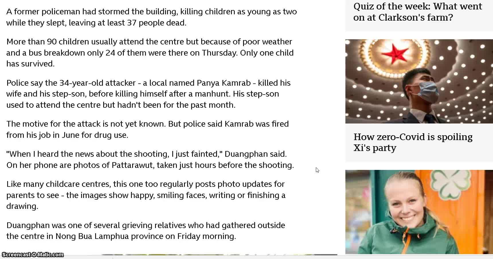 Some Questions about the Thai School Killing