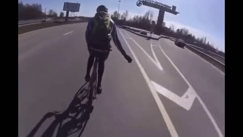 Cyclist Thinks He's A Car, Rides On The Highway