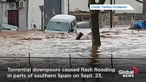 Spain floods: Cars washed away, homes submerged following storm in Huelva province