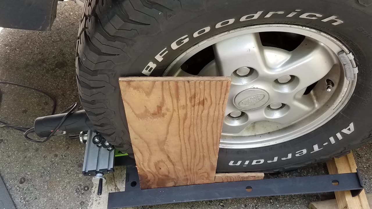 Tire shaving in action. Also called, tire truing