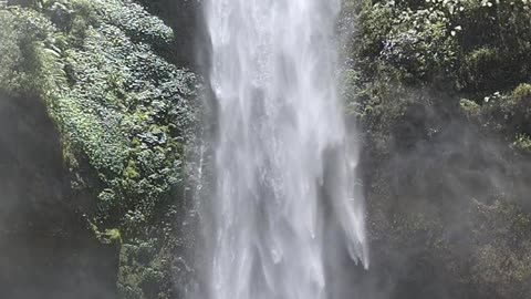 The beauty of a waterfall in Central Java in slow motion