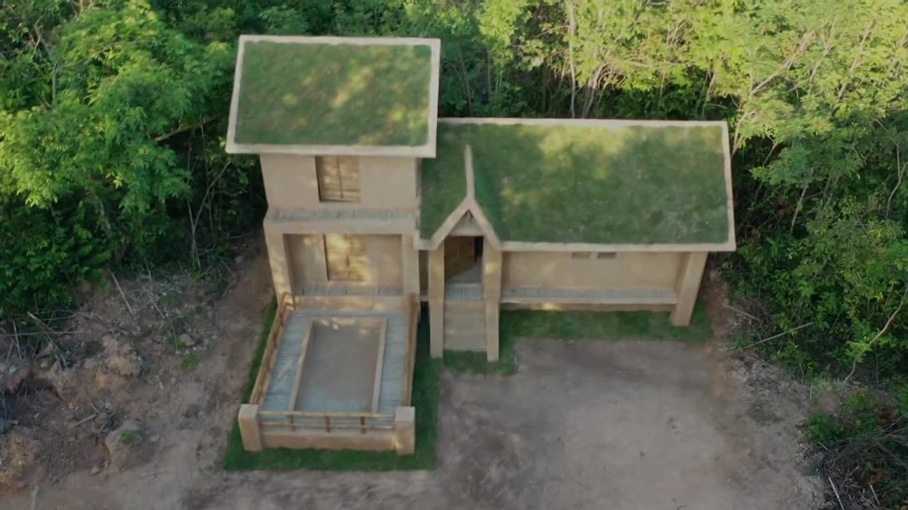 Building Jungle luxury Villa House Using Muddy With Decorations Private Living Room