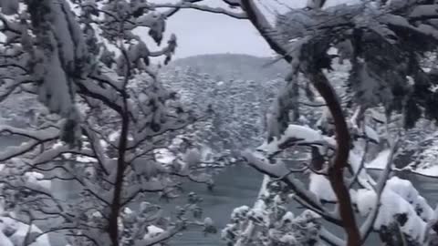 Deception pass bridge hike in the snow