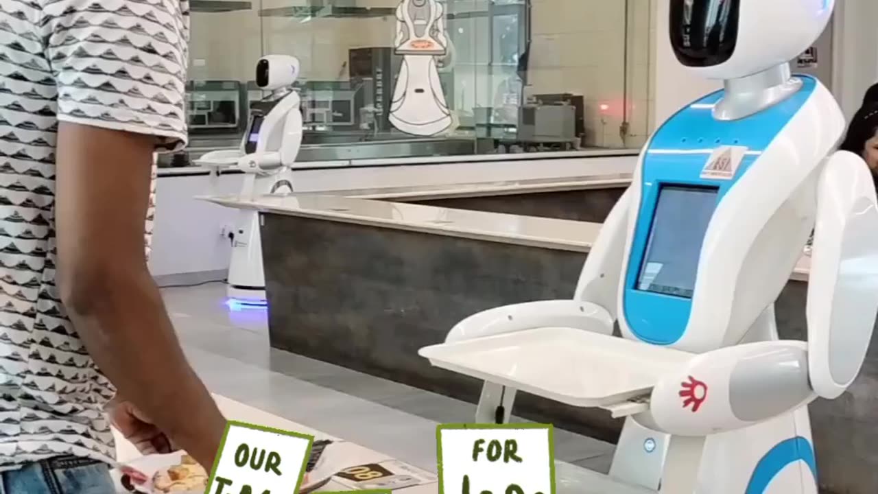 Robot delivered food in hotel