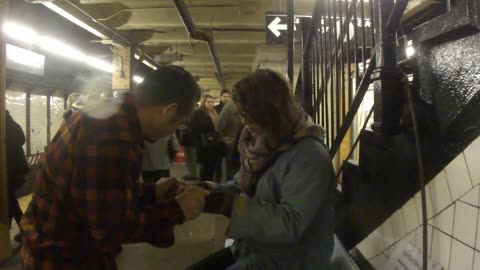 Luodong Massages Cute White Girl In Subway Station