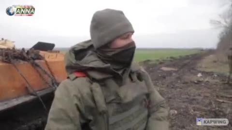 Russian soldiers in action at Kharkov Frontline checking destroyed Ukrainian weapons