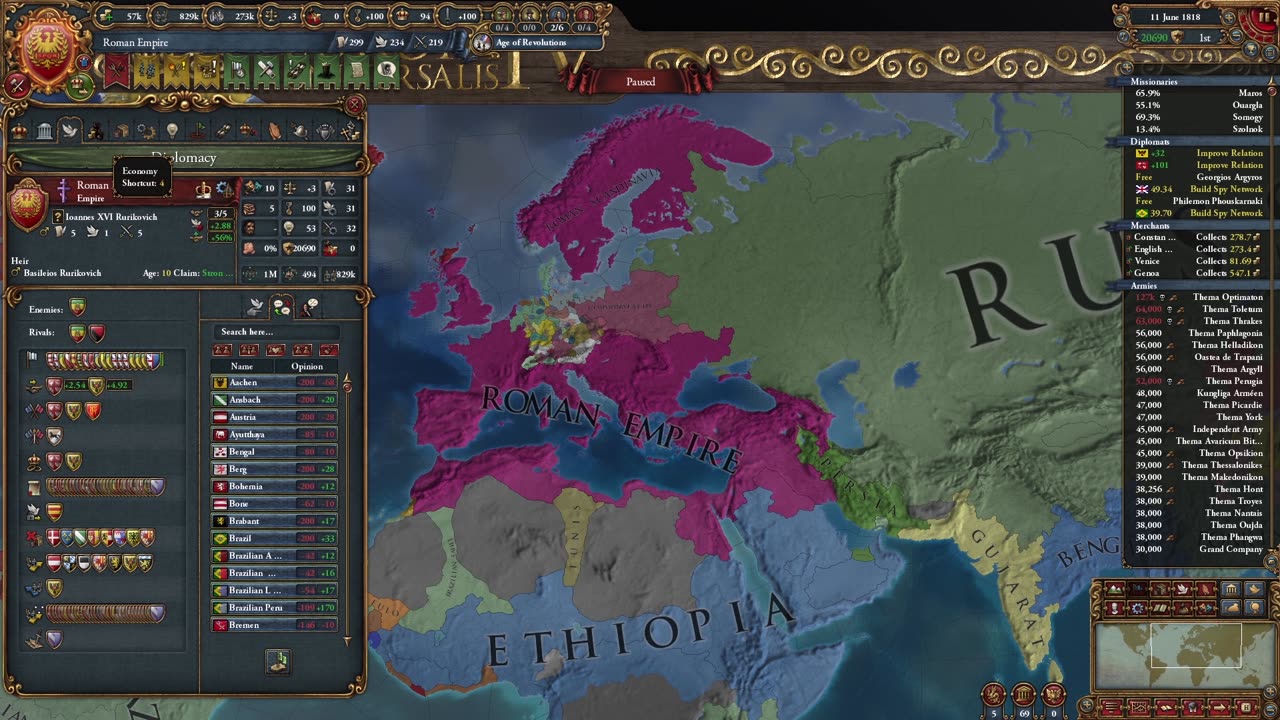 Eu4 1.35 Byzantium Timelapse