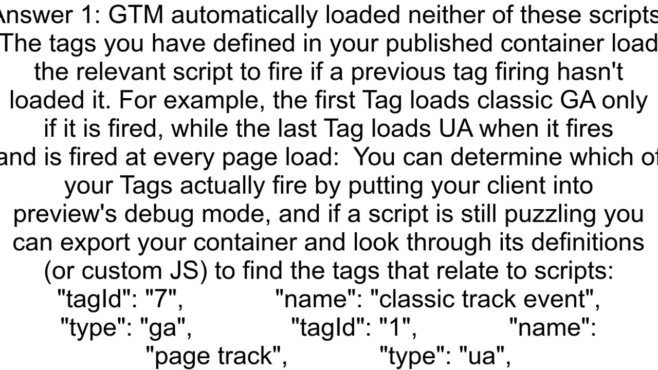 Google Tag Manager includes both legacy Analytics GA and Universal Analytics UA scripts