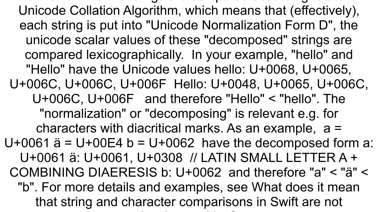 How String Comparison happens in Swift
