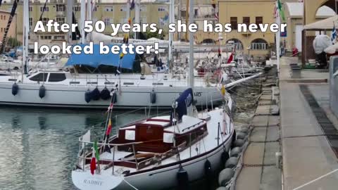 Dick Carter celebrating RABBIT's restoration at Yacht Club Italiano