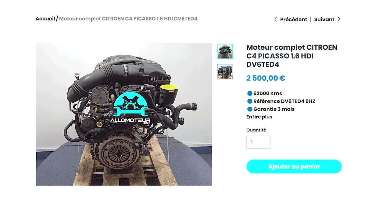 ALLOMOTEUR.COM - Moteur complet CITROEN C4 PICASSO 1.6 HDI DV6TED4