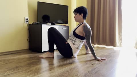 Contortion and Stretching Workout Stretching in the hotel