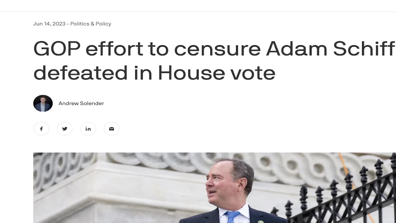 There's 0 Right Wing Representation In America As Weak Kevin McCarthy Refuses To Censure Adam Schiff