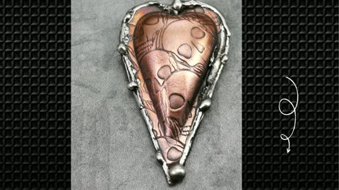 MIXED METAL REPOUSSE HOLLOW HEART PENDANTS