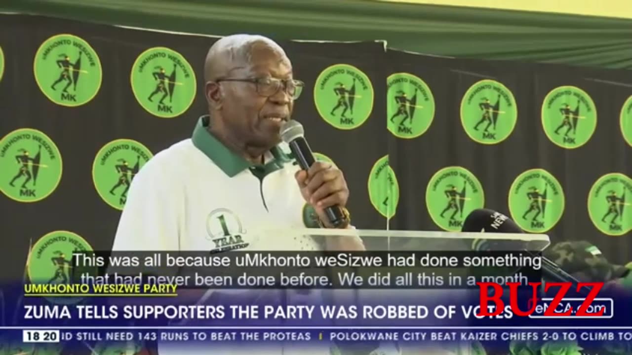 Zuma tells supporters the party was robbed of votes