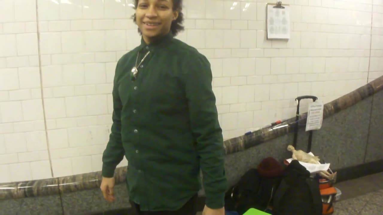 Luodong Massages Cute Black Girl In Subway Station