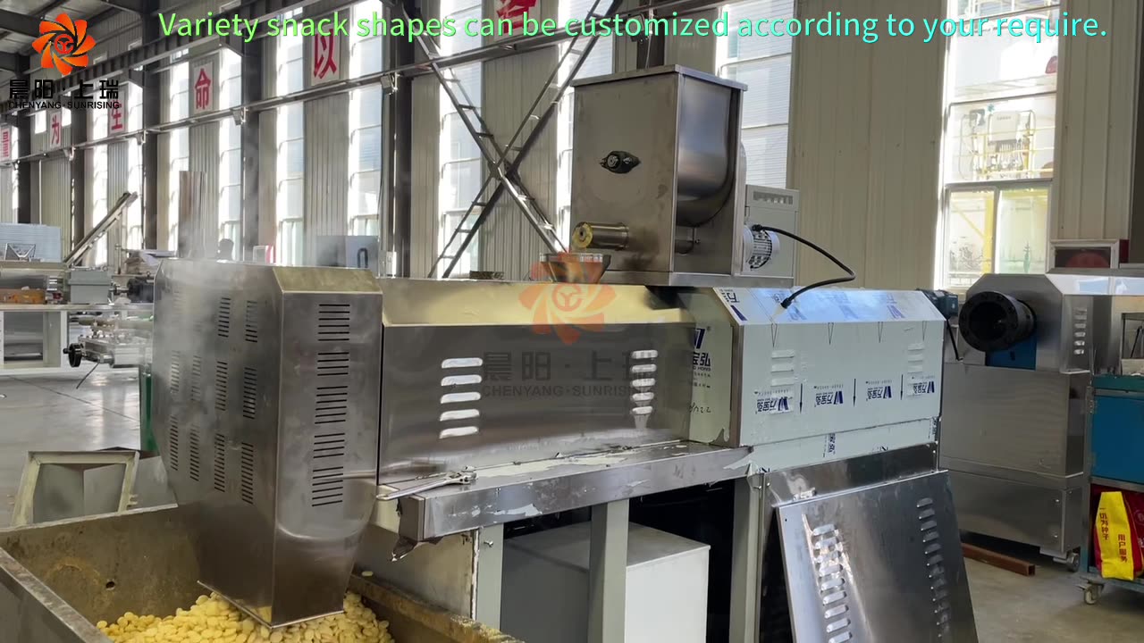 Screw Extrusion Food Extruder Manufacturer Puffs Snack Food Maker Production Plant Machine Testing