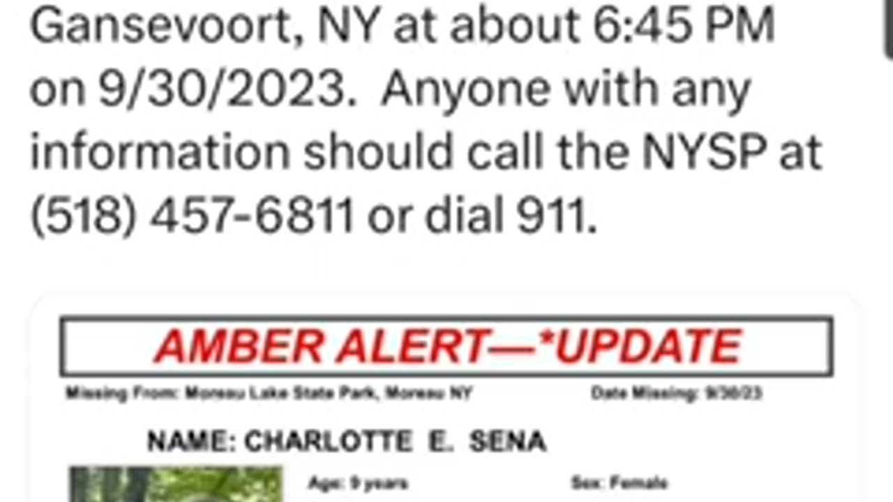 9-year-old Charlotte Sena. MISSING! Vanished HERE. Moreau Lake State Park. New York.