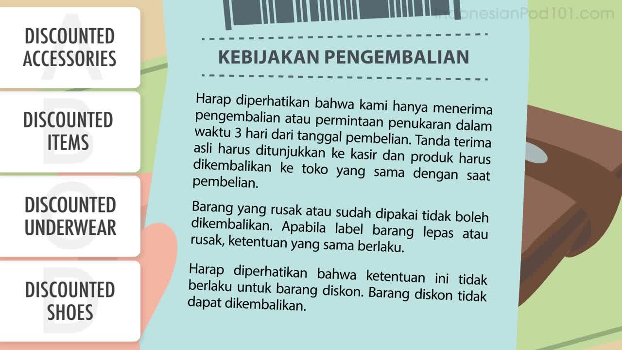 Indonesian Intermediate Reading Practice - Reading a Clothing Receipt