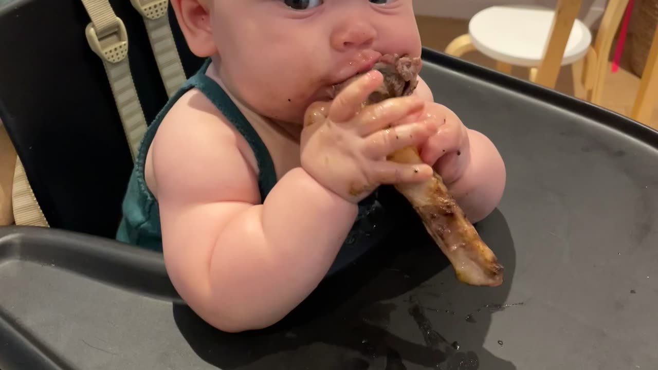 Baby Enjoys a Lamb Chop