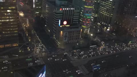 20 Second Korea: Night Time-lapse of Sejong-Daero Intersection (세종대로 사거리)