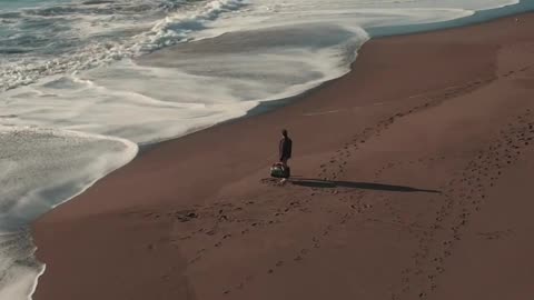 Alone in a sea beach