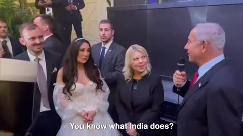 Natanyahu at his content creators wedding ceremony in tel Aviv