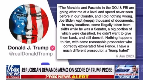 Jim Jordan comments on an incoming indictment against Trump.