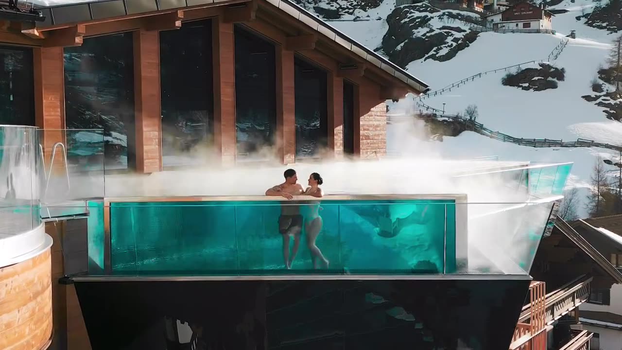 PANORAMIC POOL AT THE DAS CENTRAL HOTEL IN THE SKI RESORT OF SOLDEN AUSTRIA