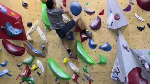 Indoor rock climbing warm-up V3 line